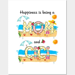 Happiness Is Being A Mom And Cici Summer Beach Happy Mother's Day Posters and Art